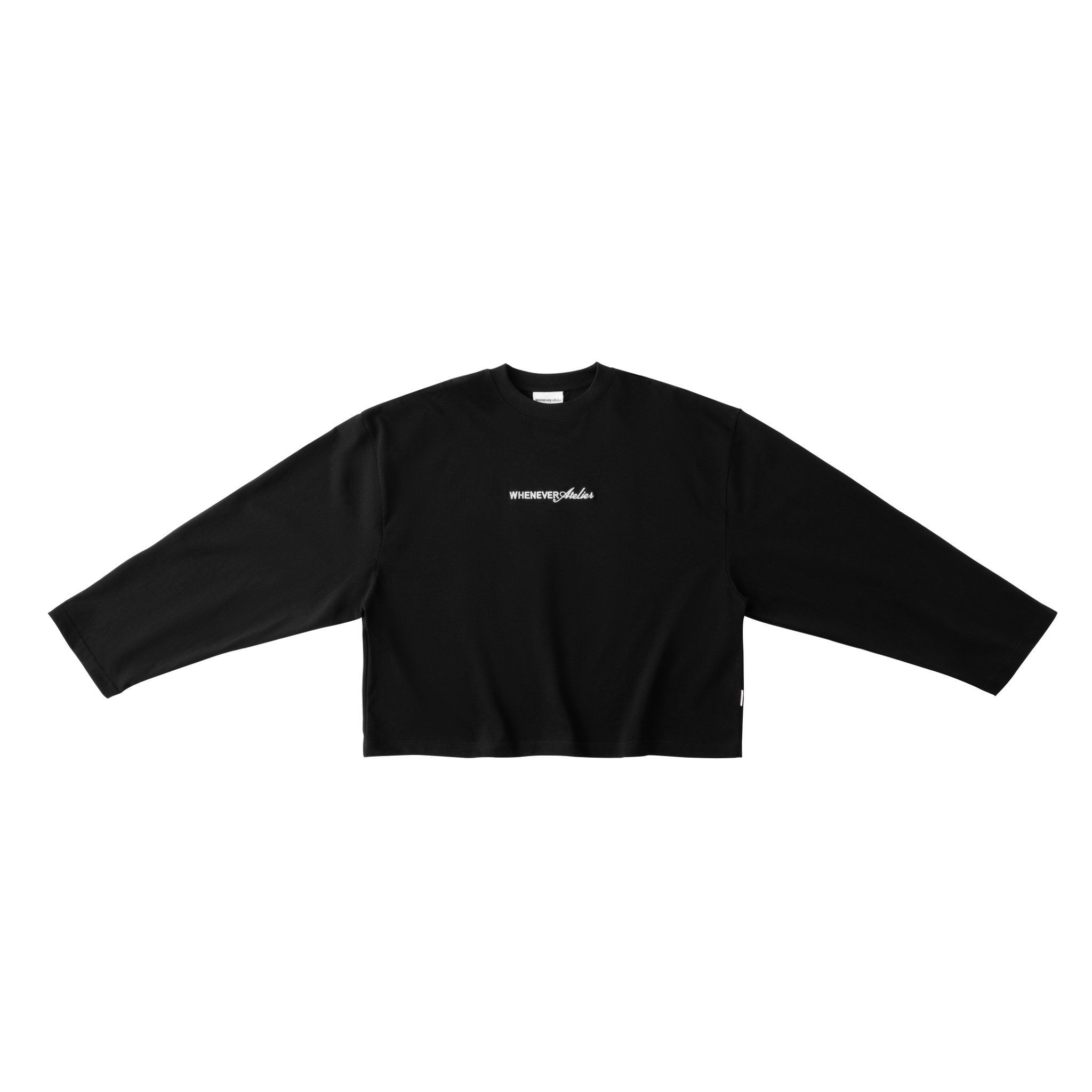 “WHENEVER” SS25 EMBROIDERED LOGO LONG SLEEVES T-SHIRT / BLACK