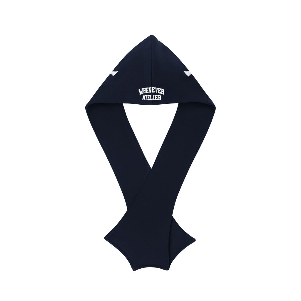 "WHENEVER" PATCHWORK HOODED SCARF / NAVY