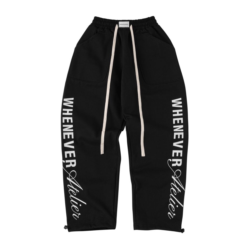 “WHENEVER” BIG LOGO SWEATPANTS / BLACK