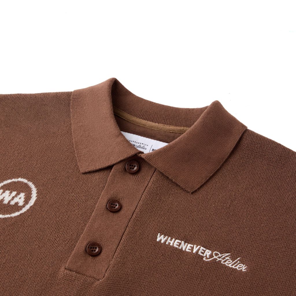 “WHENEVER” NY KNIT POLO SHIRT / BROWN
