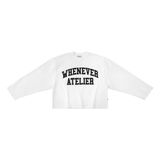 “WHENEVER” LOGO-EMBROIDERED COTTON LONG SLEEVES T-SHIRT / WHITE