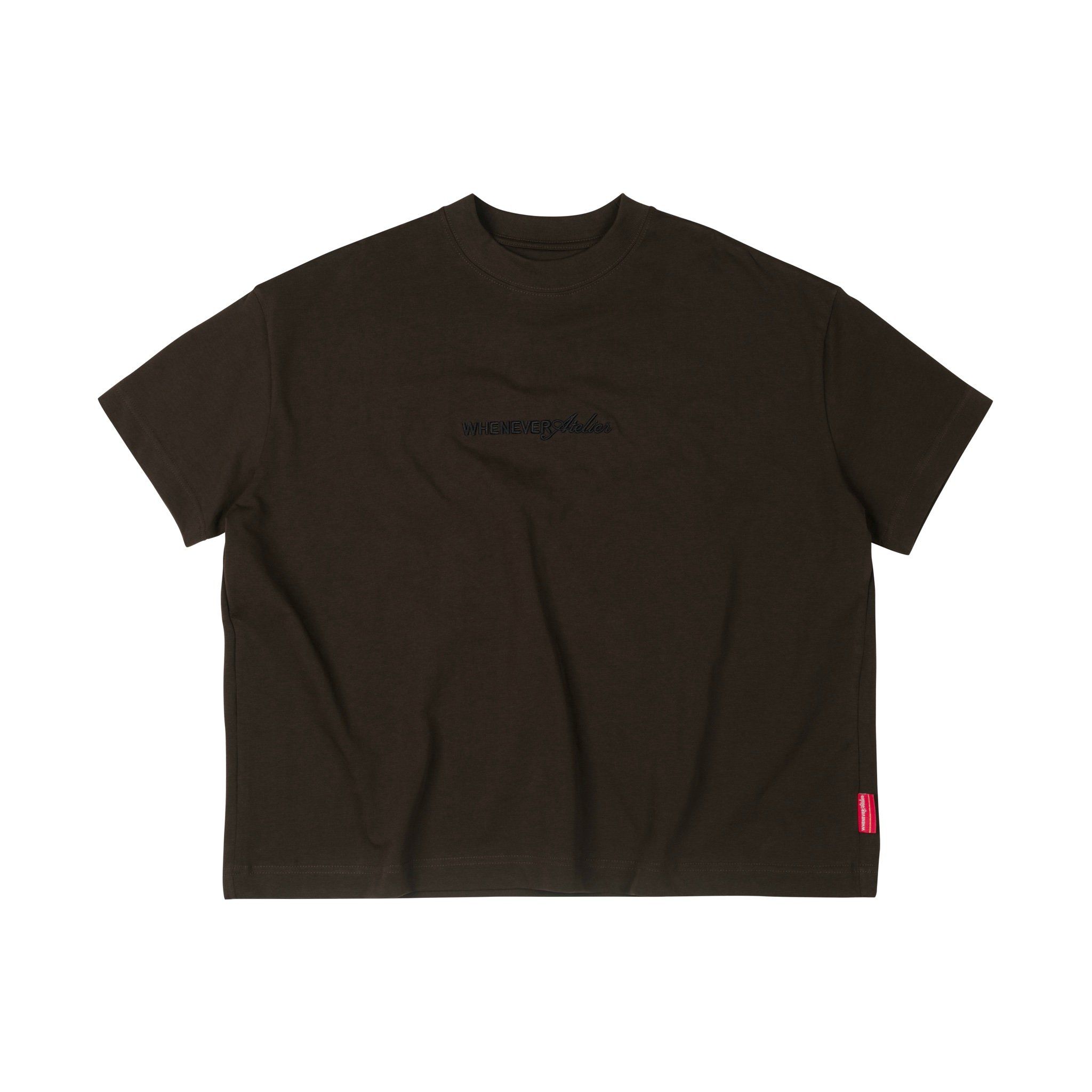 “WHENEVER” SS25 EMBROIDERED LOGO T-SHIRT / BROWN