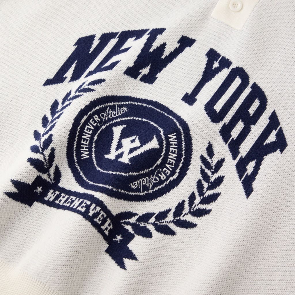 “WHENEVER” NY KNIT POLO SHIRT / WHITE