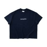 “WHENEVER” SS25 EMBROIDERED LOGO T-SHIRT / NAVY