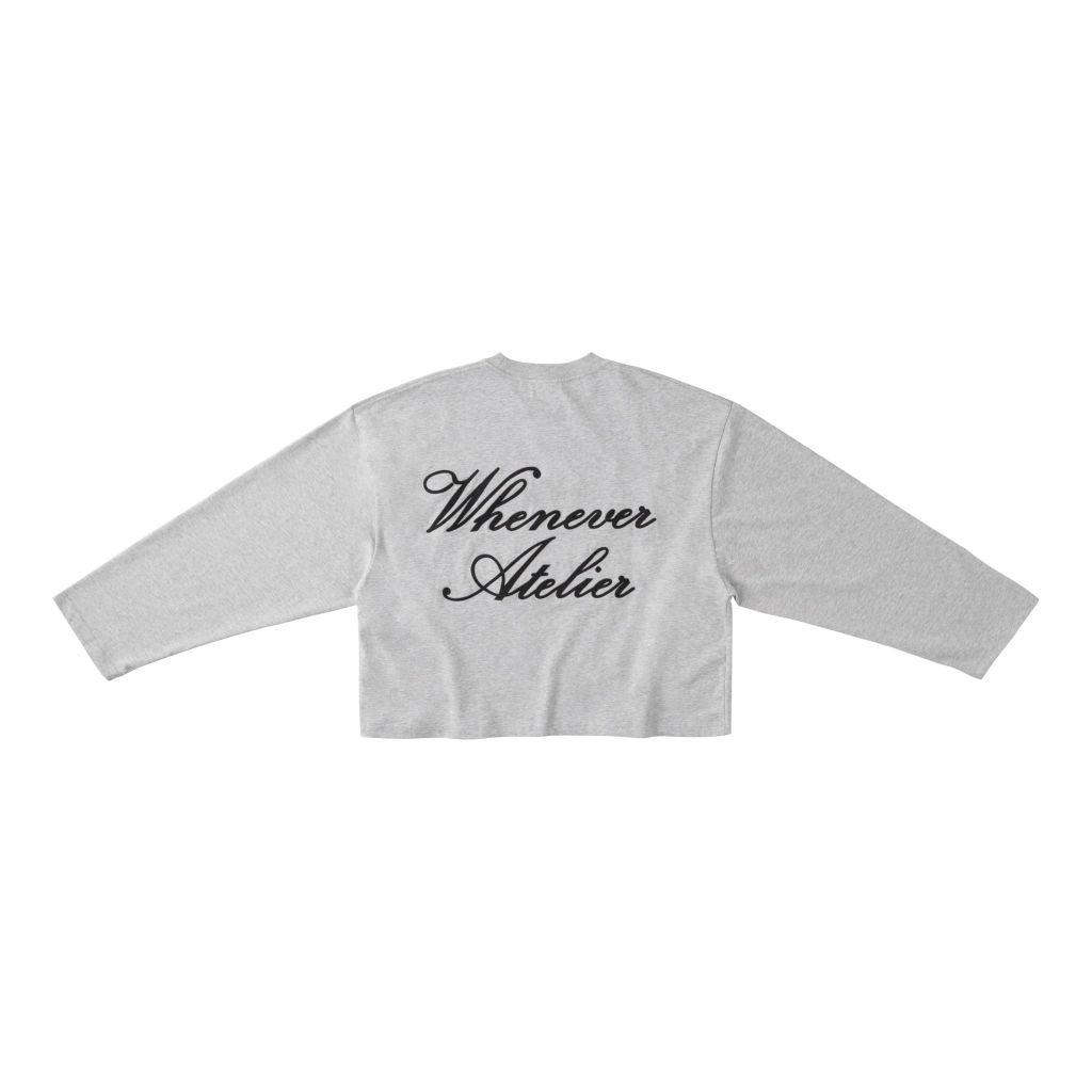 “WHENEVER” SS25 EMBROIDERED LOGO LONG SLEEVES T-SHIRT / GREY