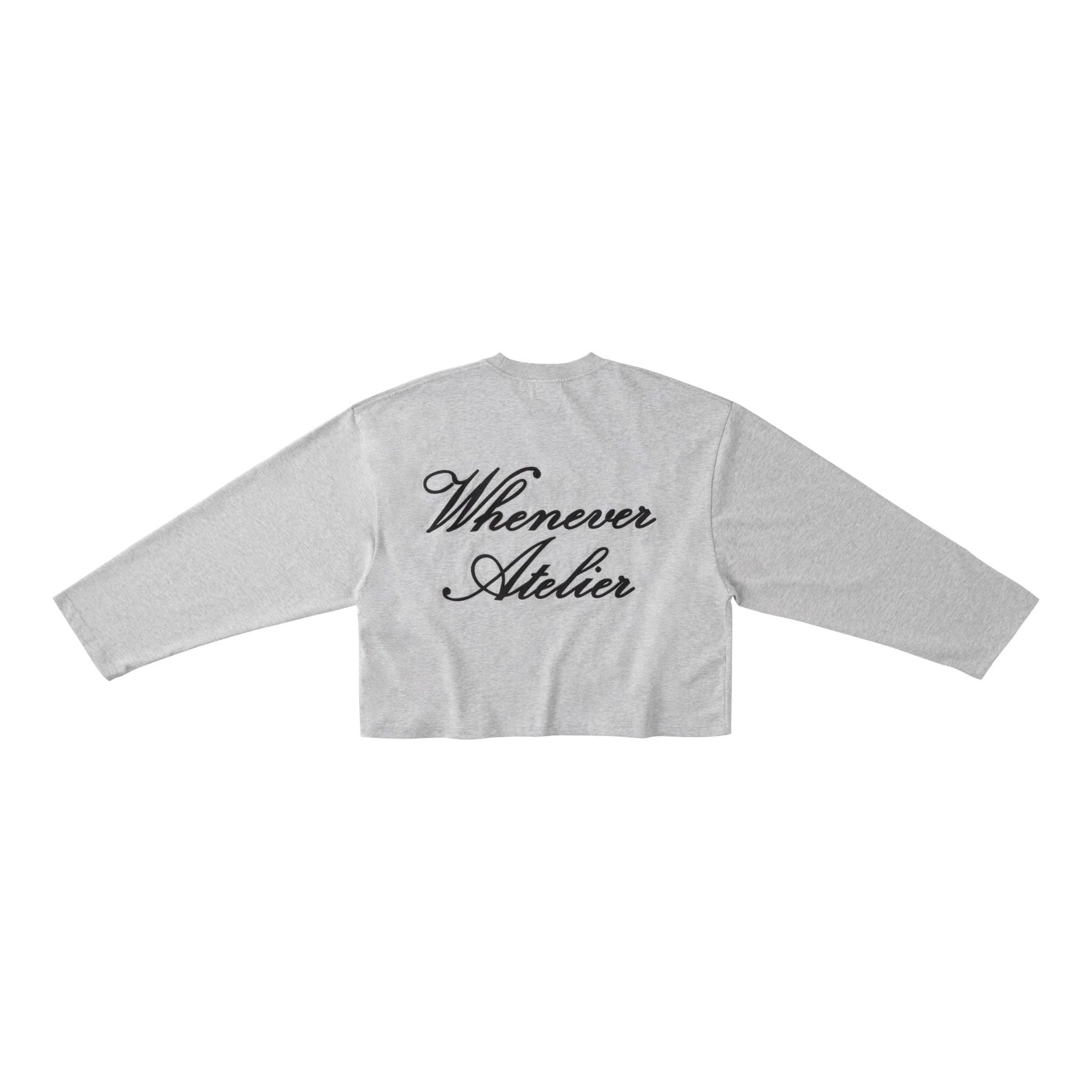“WHENEVER” SS25 EMBROIDERED LOGO LONG SLEEVES T-SHIRT / GREY