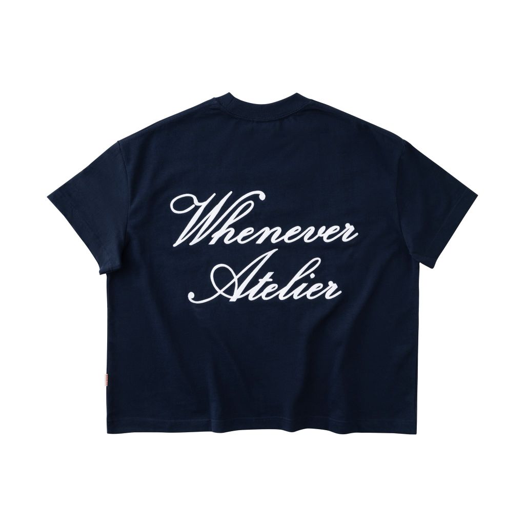 “WHENEVER” SS25 EMBROIDERED LOGO T-SHIRT / NAVY
