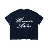 “WHENEVER” SS25 EMBROIDERED LOGO T-SHIRT / NAVY
