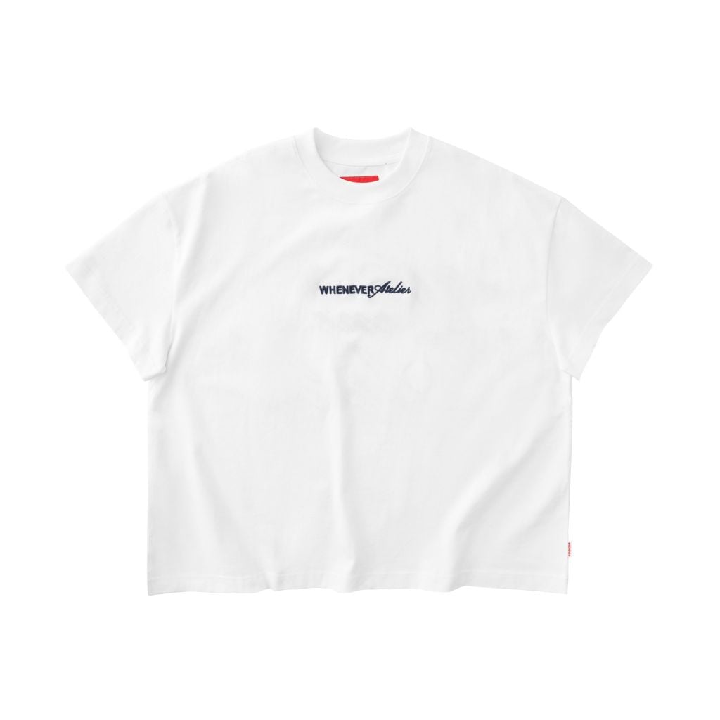 “WHENEVER” SS25 EMBROIDERED LOGO T-SHIRT / WHITE