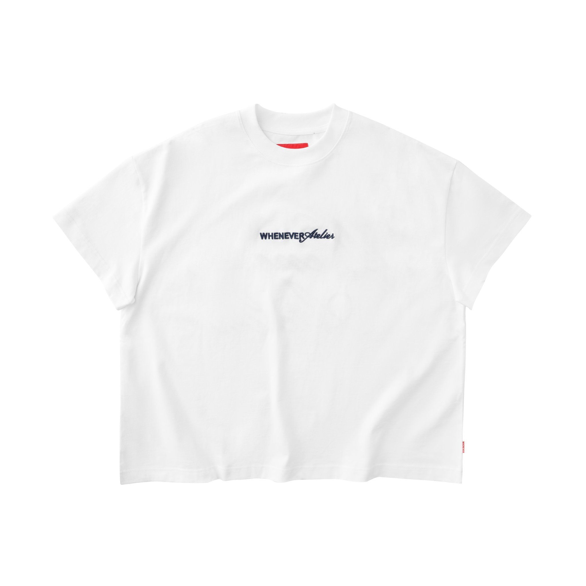 “WHENEVER” SS25 EMBROIDERED LOGO T-SHIRT / WHITE