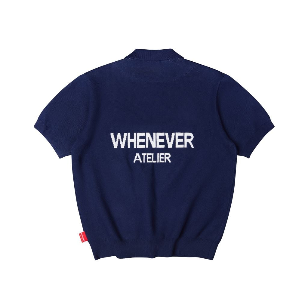 “WHENEVER” NY KNIT POLO SHIRT / NAVY