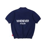 “WHENEVER” NY KNIT POLO SHIRT / NAVY