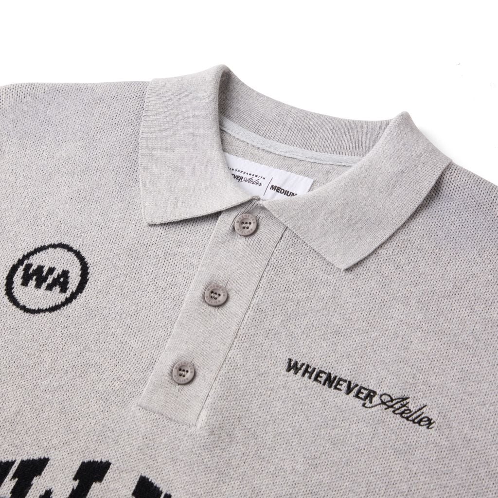 “WHENEVER” NY KNIT POLO SHIRT / GREY