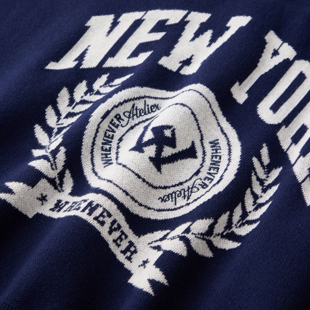 “WHENEVER” NY KNIT POLO SHIRT / NAVY