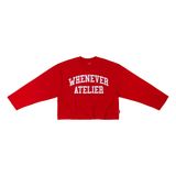 “WHENEVER” LOGO-EMBROIDERED COTTON LONG SLEEVES T-SHIRT / RED