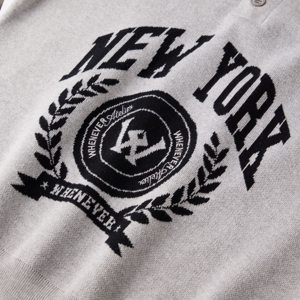 “WHENEVER” NY KNIT POLO SHIRT / GREY