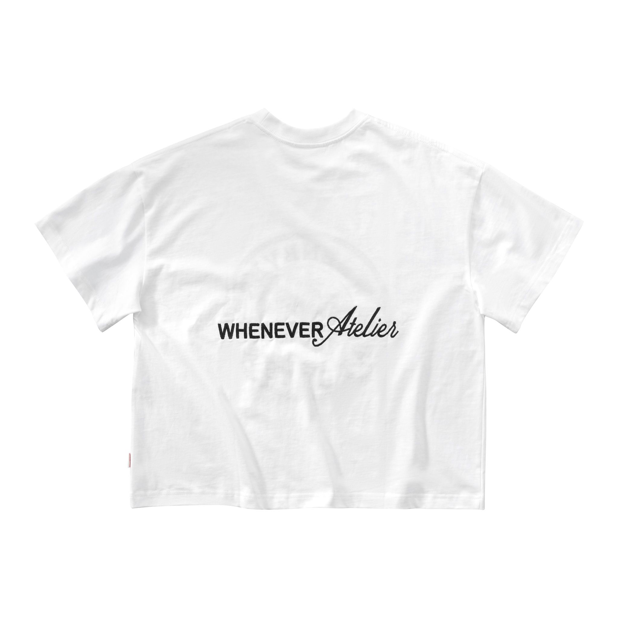 “WHENEVER” CIRCLE EMBROIDERED LOGO T-SHIRT / WHITE