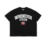 “WHENEVER” Logo-Embroidered Cotton T-Shirt/ BLACK