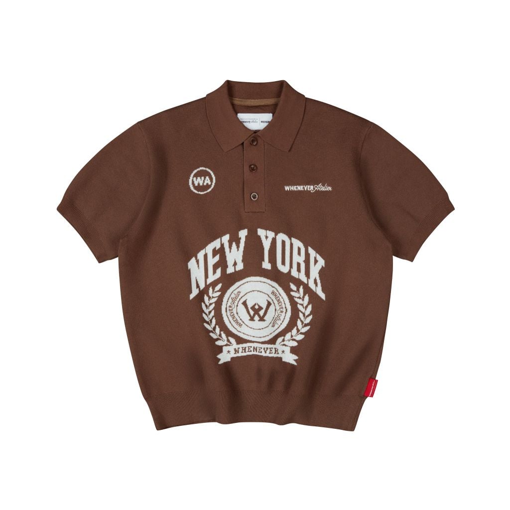 “WHENEVER” NY KNIT POLO SHIRT / BROWN
