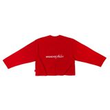 “WHENEVER” LOGO-EMBROIDERED COTTON LONG SLEEVES T-SHIRT / RED