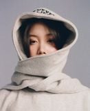 "WHENEVER' PATCHWORK HOODED SCARF / PREMIUM GREY