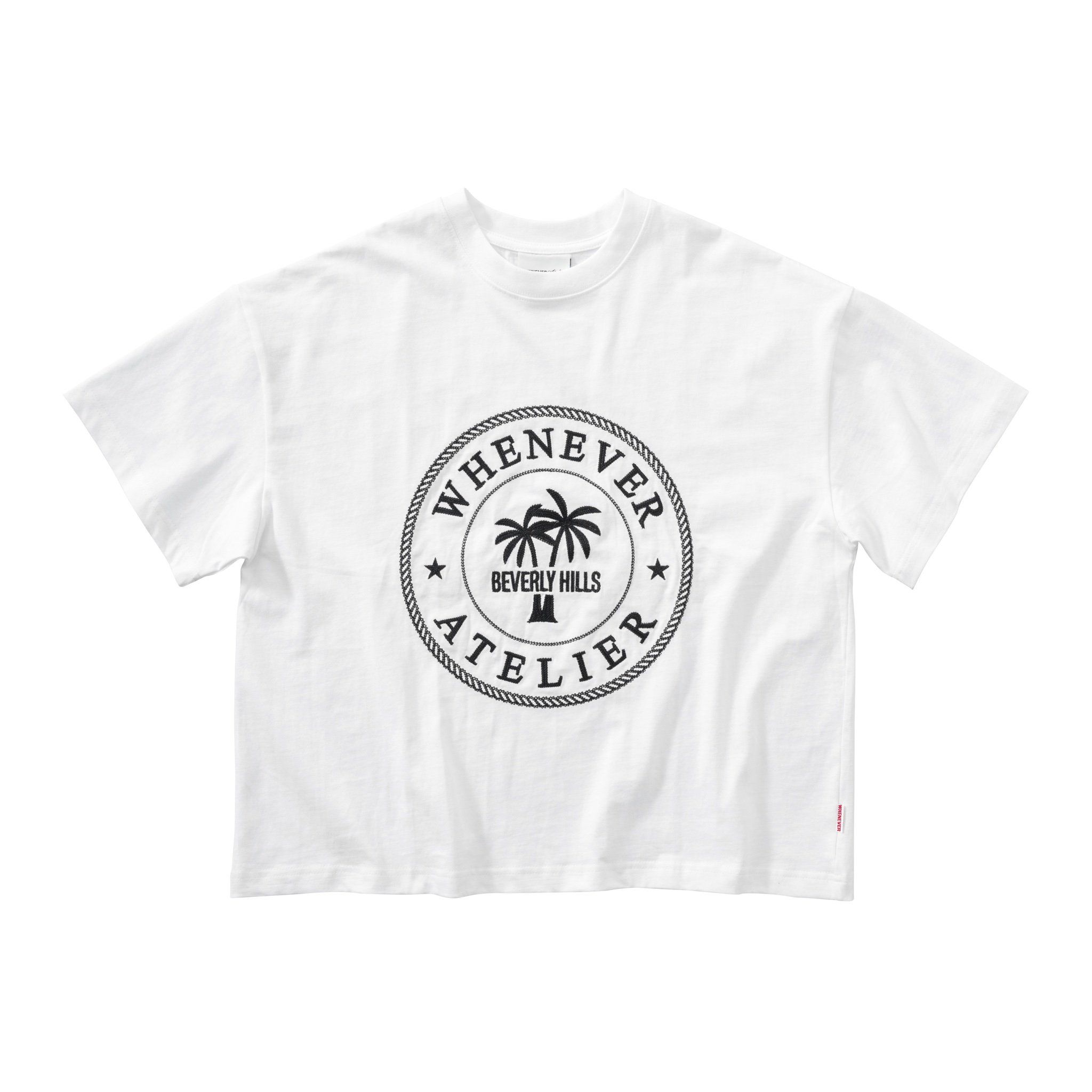 “WHENEVER” CIRCLE EMBROIDERED LOGO T-SHIRT / WHITE
