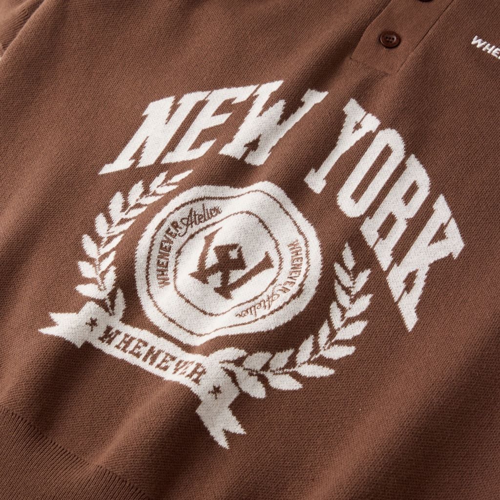 “WHENEVER” NY KNIT POLO SHIRT / BROWN