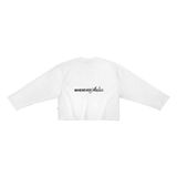 “WHENEVER” LOGO-EMBROIDERED COTTON LONG SLEEVES T-SHIRT / WHITE