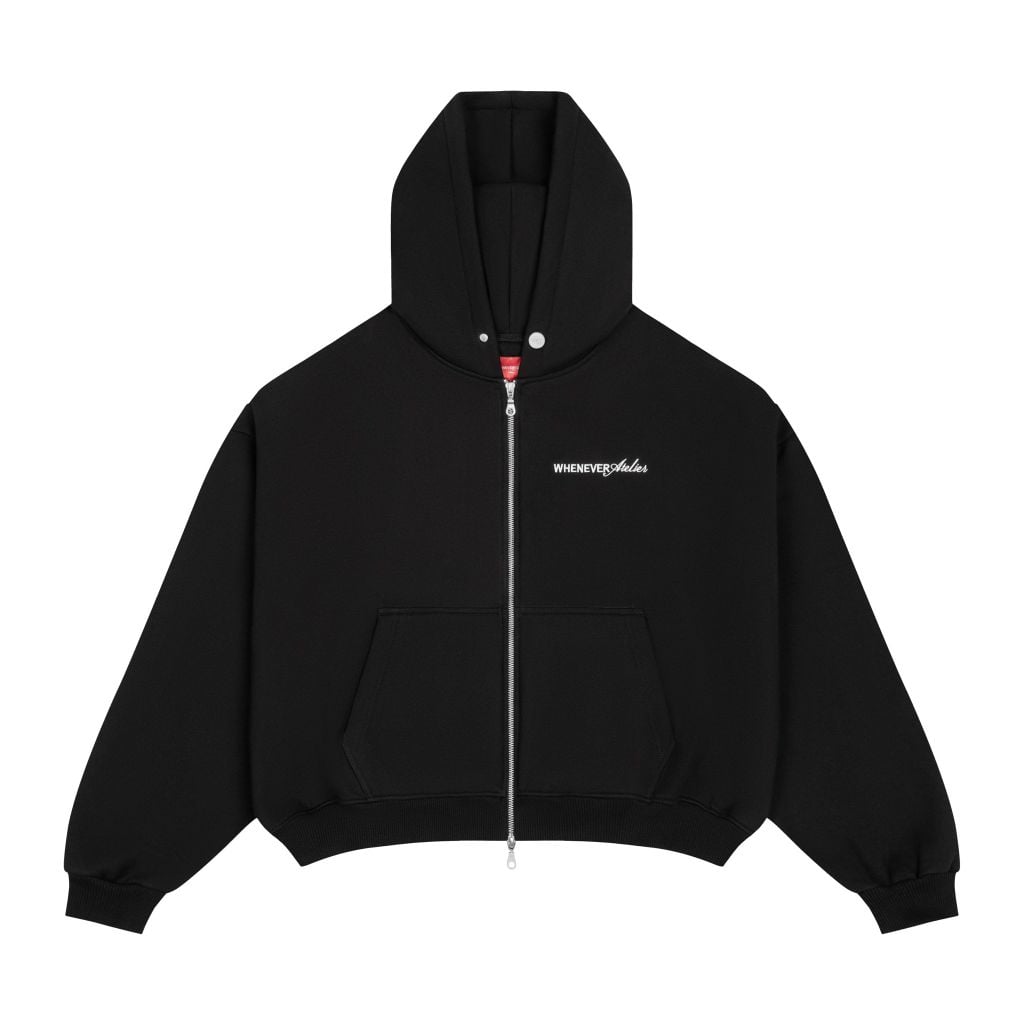 “WHENEVER” BASIC ZIP-UP HOODIE / BLACK VER 2