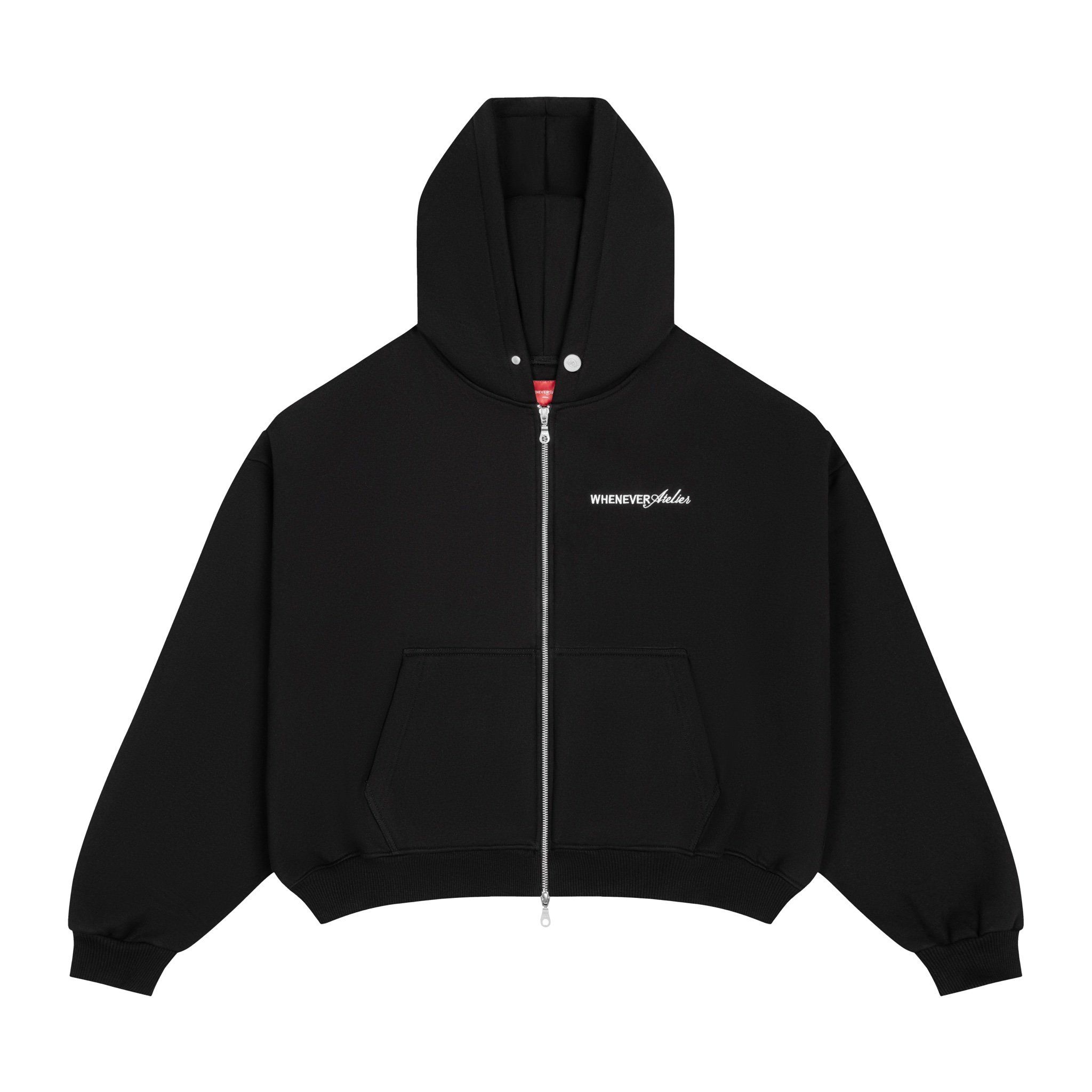 “WHENEVER” BASIC ZIP-UP HOODIE / BLACK VER 2
