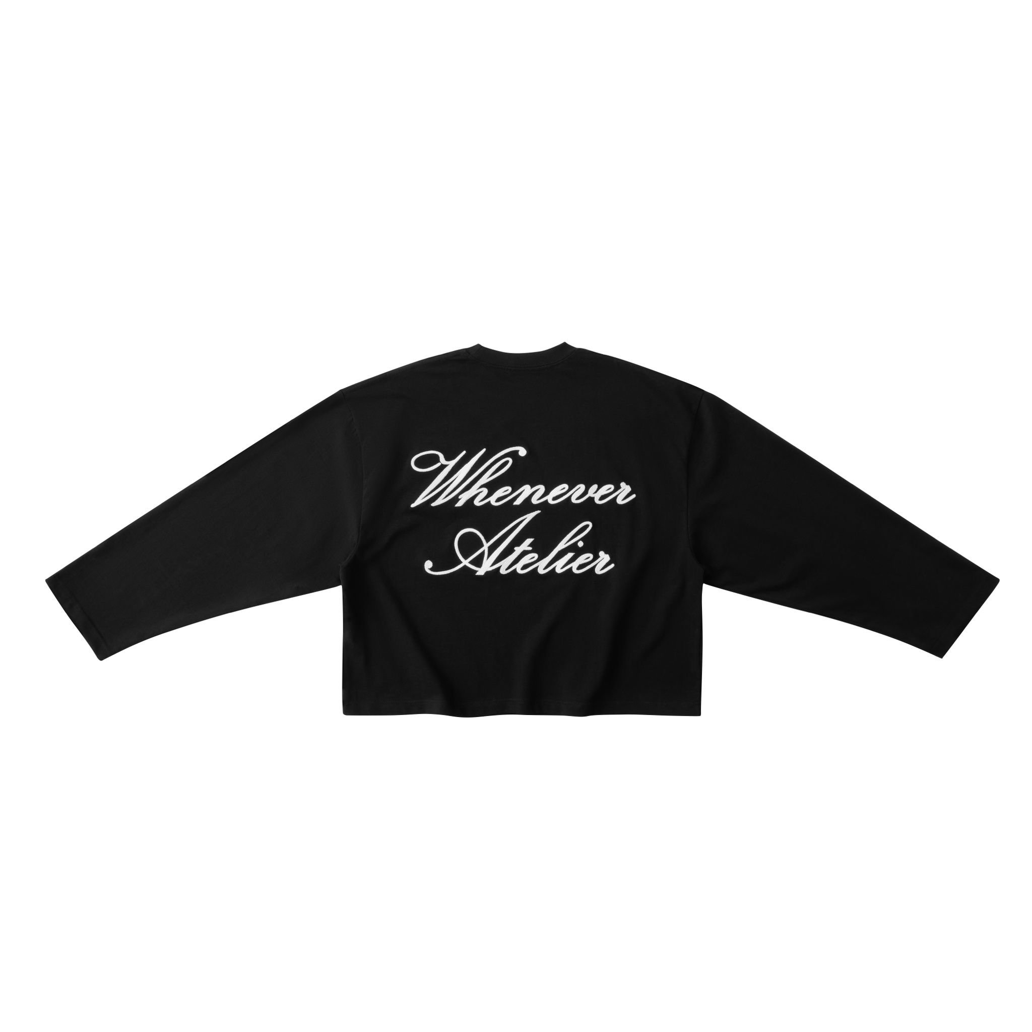“WHENEVER” SS25 EMBROIDERED LOGO LONG SLEEVES T-SHIRT / BLACK