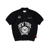 “WHENEVER” NY KNIT POLO SHIRT / BLACK
