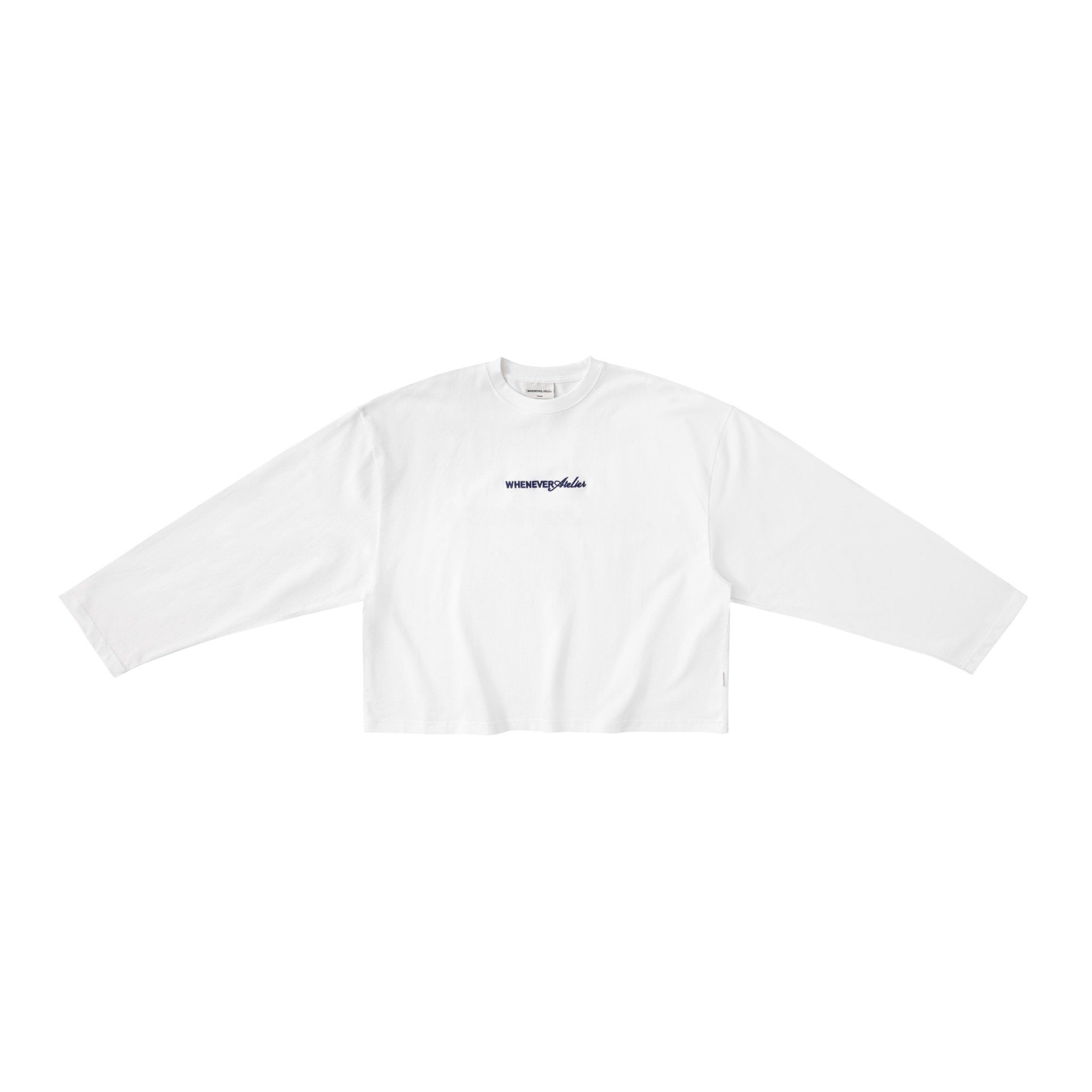 “WHENEVER” SS25 EMBROIDERED LOGO LONG SLEEVES T-SHIRT / WHITE