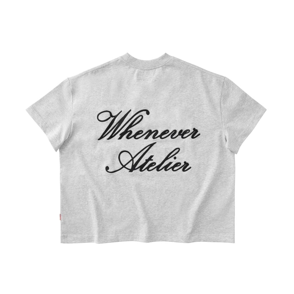 “WHENEVER” SS25 EMBROIDERED LOGO T-SHIRT / GREY