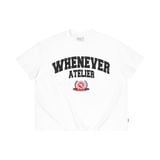 “WHENEVER” LOGO-EMBROIDERED COTTON T-SHIRT / WHITE