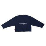 “WHENEVER” LOGO-EMBROIDERED COTTON LONG SLEEVES T-SHIRT / NAVY