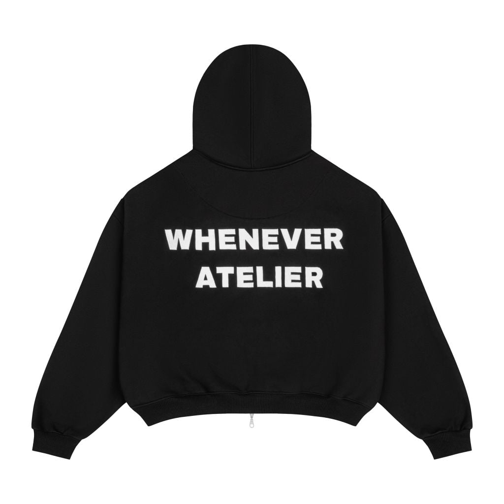 “WHENEVER” BASIC ZIP-UP HOODIE / BLACK VER 2