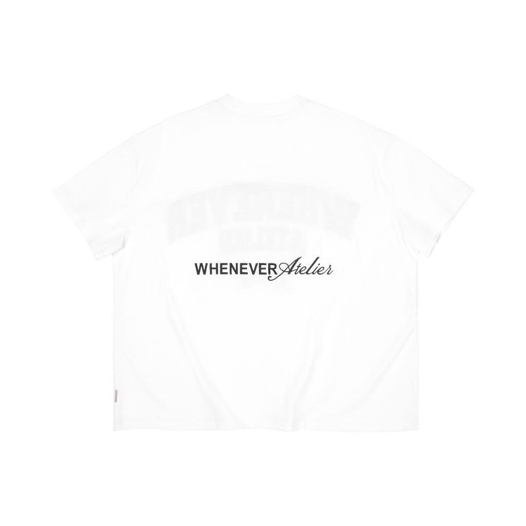 “WHENEVER” LOGO-EMBROIDERED COTTON T-SHIRT / WHITE
