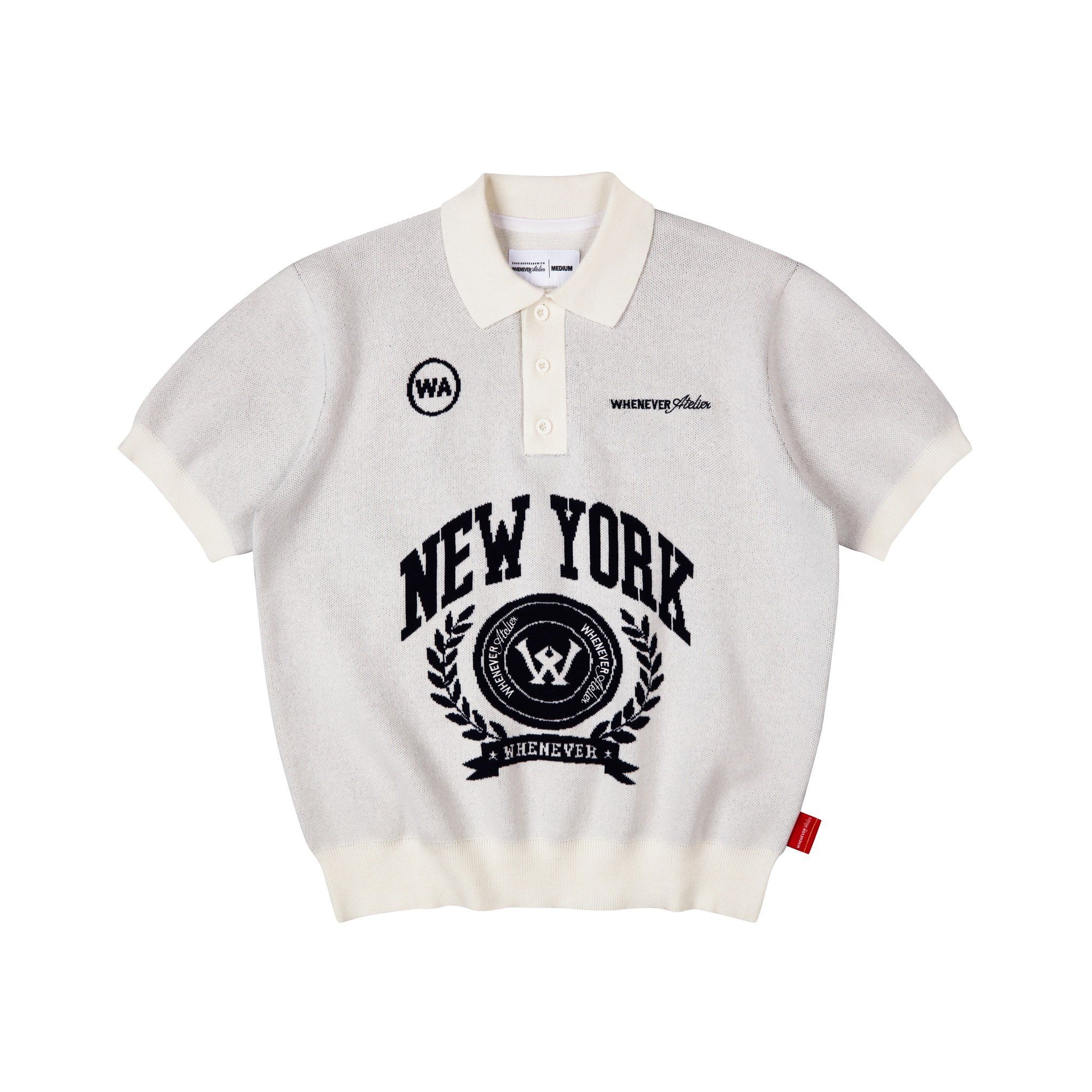 “WHENEVER” NY KNIT POLO SHIRT / WHITE