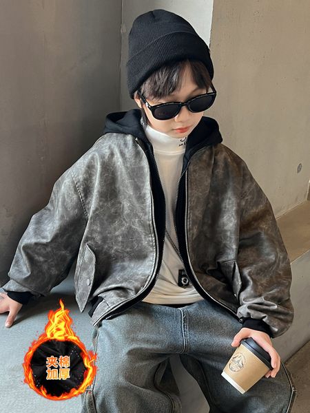 Áo khoác da phối nỉ dài tay K7