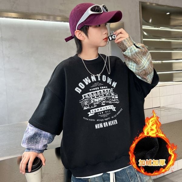 Áo nỉ tay kẻ lót bông dài tay AD50