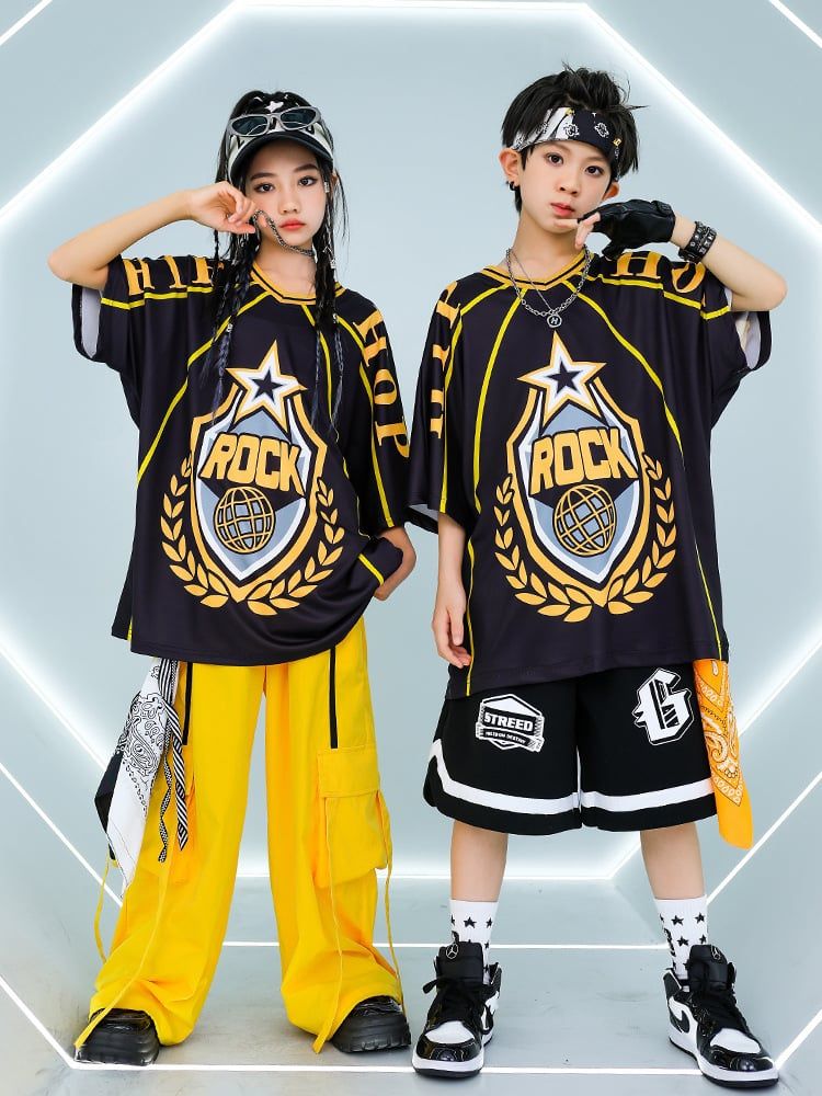 Áo ngắn jersey tay hiphop chữ Rock A31