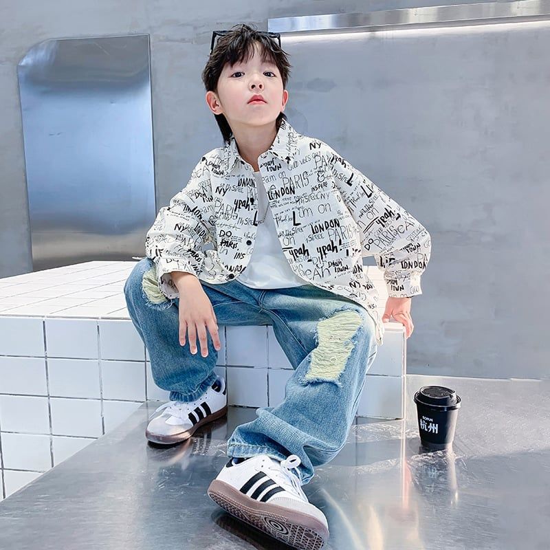 Áo dài tay sơ mi in chữ AD10 - CS4175