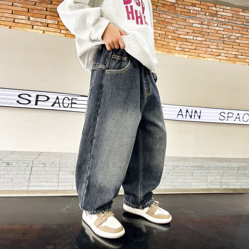 Quần bò dài lót nỉ túi đính sticker QD45