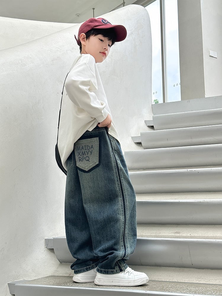 Quần jean dài ống suông kẻ viền QD42