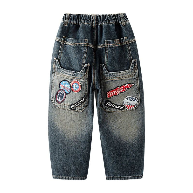 Quần bò dài lót nỉ túi đính sticker QD45