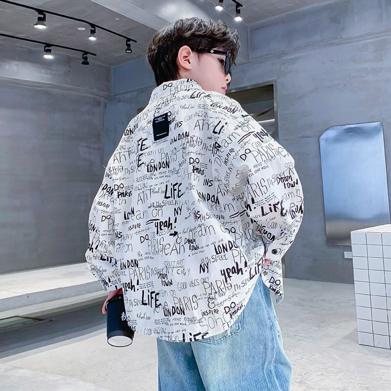 Áo dài tay sơ mi in chữ AD10 - CS4175