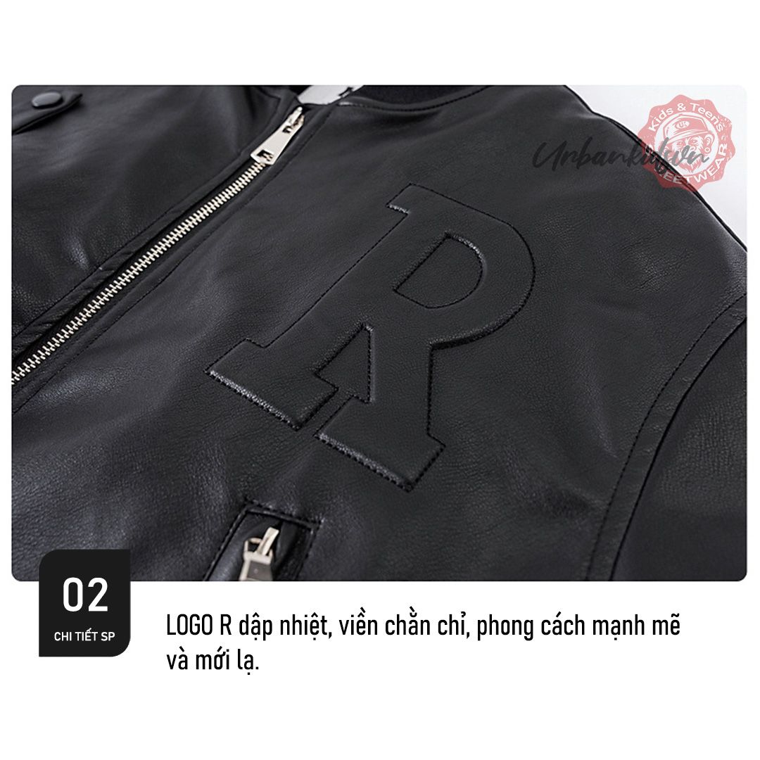 Áo khoác da chữ nổi dài tay K11