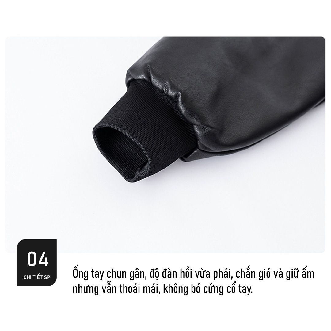 Áo khoác da chữ nổi dài tay K11