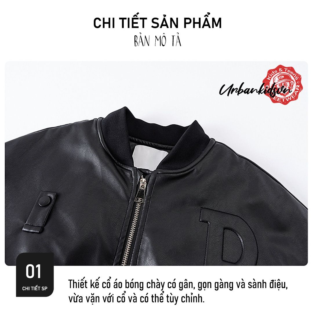 Áo khoác da chữ nổi dài tay K11